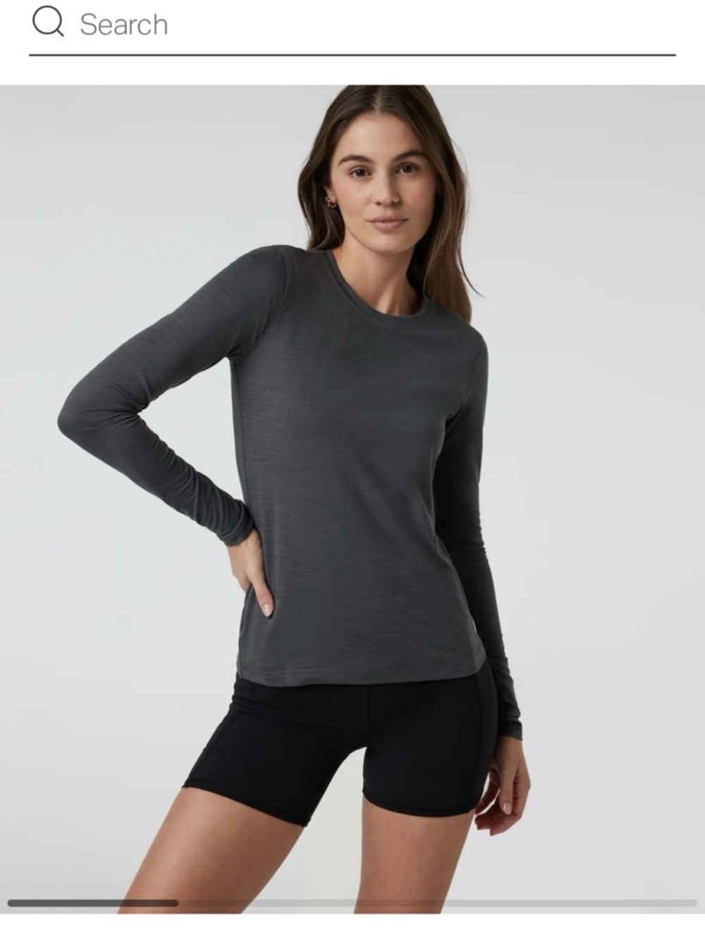 Vuori Long Sleeve Lux Crew Long Sleeve in Dark Pewter Heather Size XS